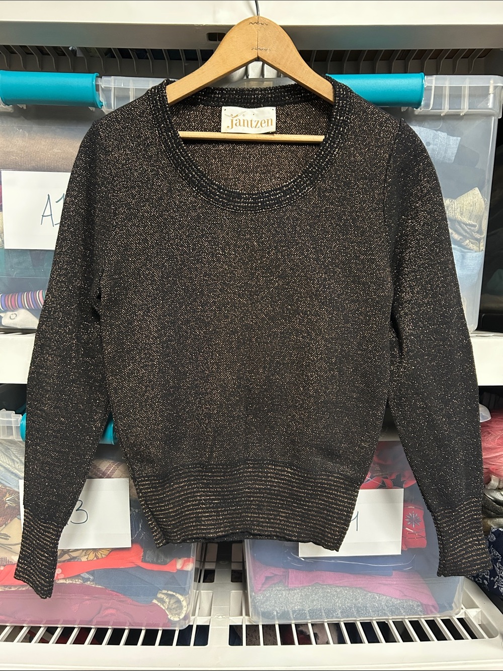 Vintage Jantzen Metallic Black Crewneck Sweater